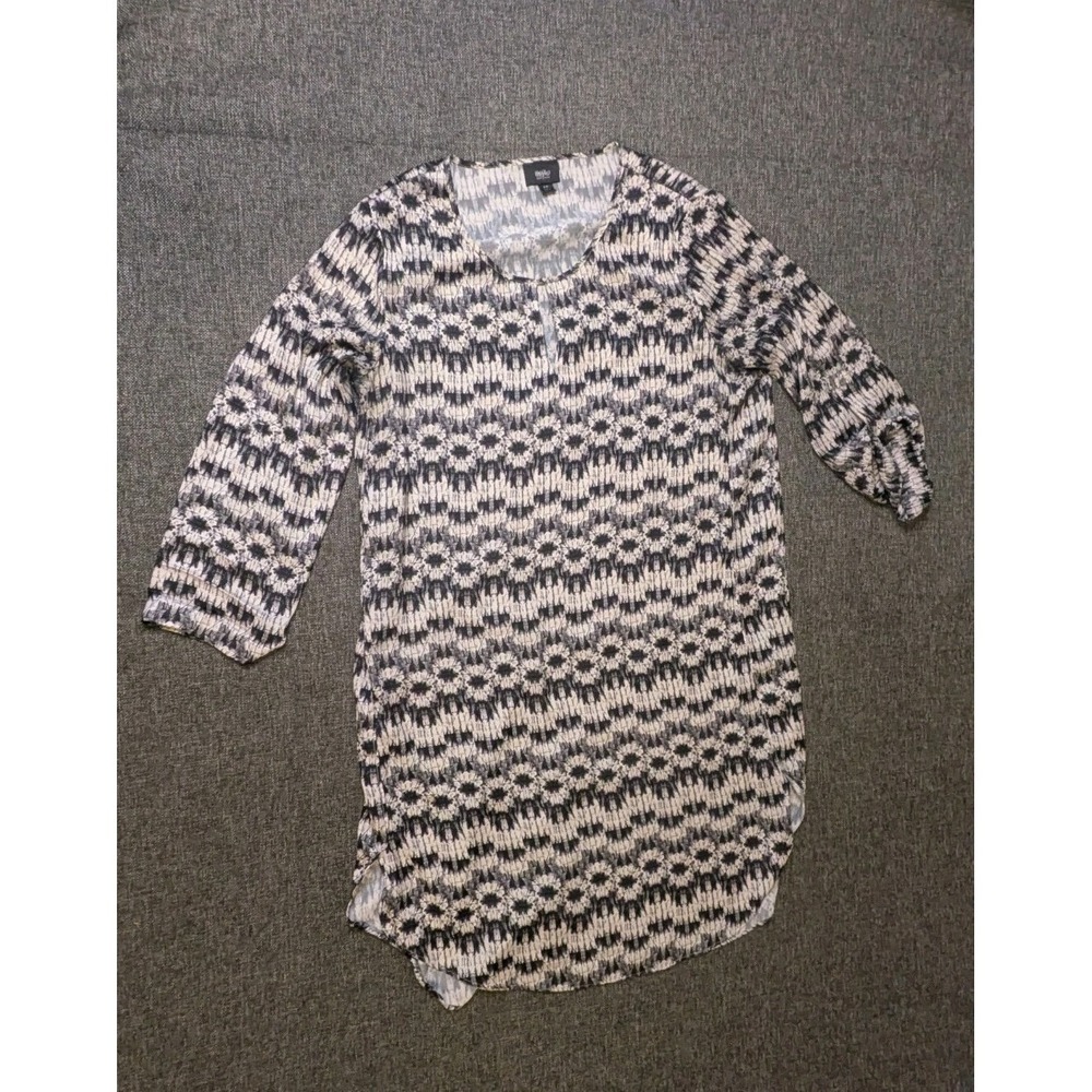 Mossimo Black & White Pattern Design Long Sleeve Dress, Size Medium M Shirt